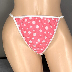 Vintage Y2K Deb Thong G String Panties Size 3X USA Made Pink Dots Cotton Blend